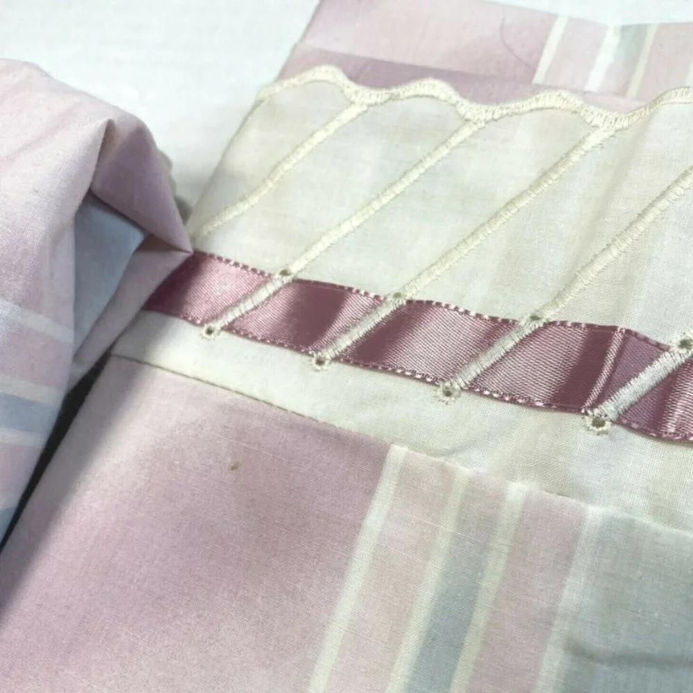 Vintage 70s JC Penney Twin Sheets Set Fitted Flat